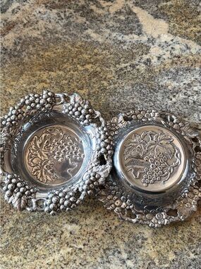Arthur Court Silver-Tone Grape & Vine Decorative Bowls, Pair
